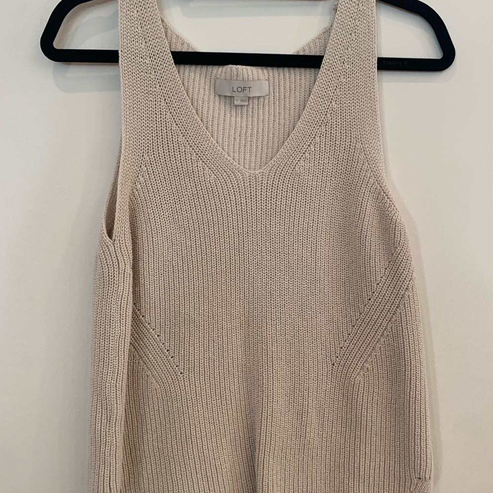 LOFT Women's Beige V-Neck Sweater Vest